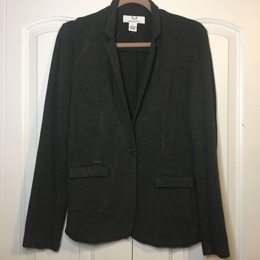 Magaschoni Charcoal Knit Blazer Cardigan